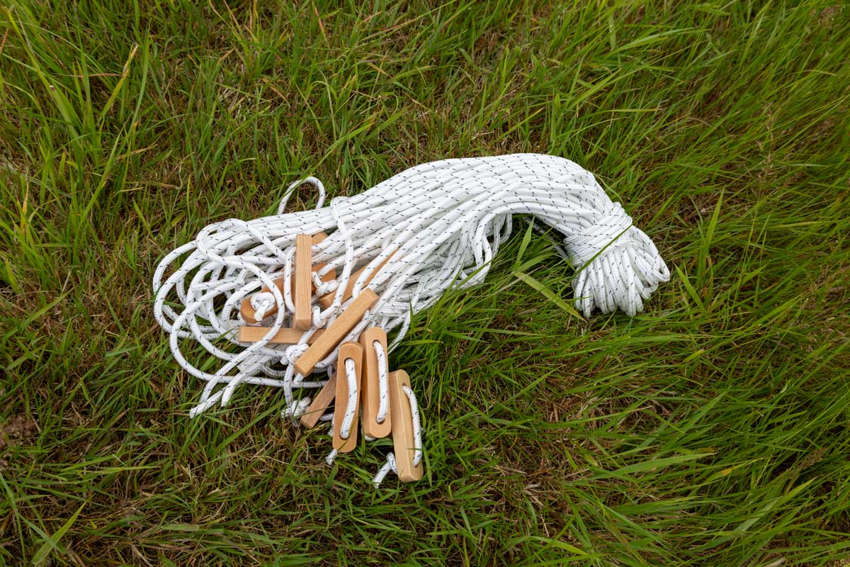 Bell Tent Guy Rope set x12 with wooden sliders