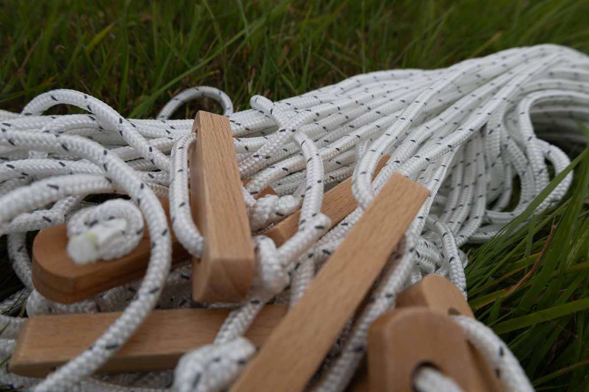 Bell Tent Guy Rope set x12 with wooden sliders
