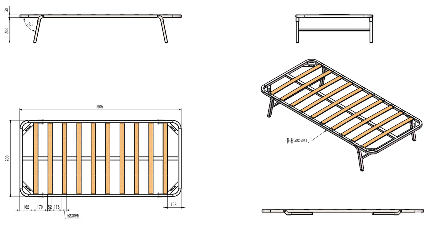 Single Bed Frames with Folding Legs β Excellent Condition