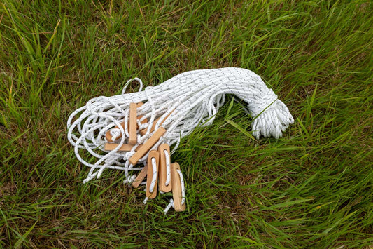 Bell Tent Guy Rope set x12 with wooden sliders