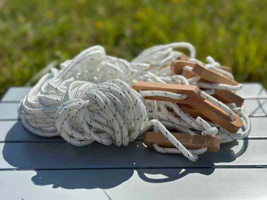Bell Tent Guy Rope set x12 with wooden sliders